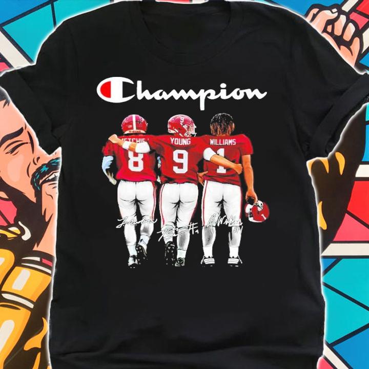 Champion John Metchie Bryce Young and Jameson Williams signatures shirt