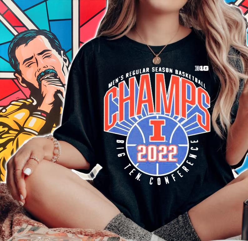 Illinois Fighting Illini Mens Regular Season Basketball Champs Big Ten Conference 2022 T-Shirt woman shirt