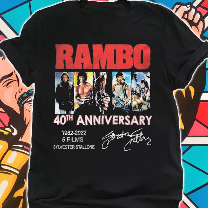 Rambo 40th anniversary 1982-2022 5 films Sylvester Stallone signature shirt shirt