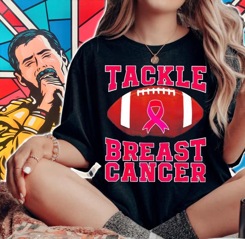 Tackle Breast Cancer Awareness Pink Ribbon Football Shirt