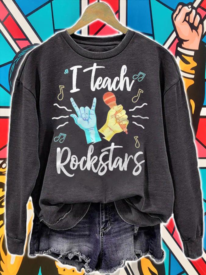 I Teach Rock Stars Rock Music Teacher Shirt