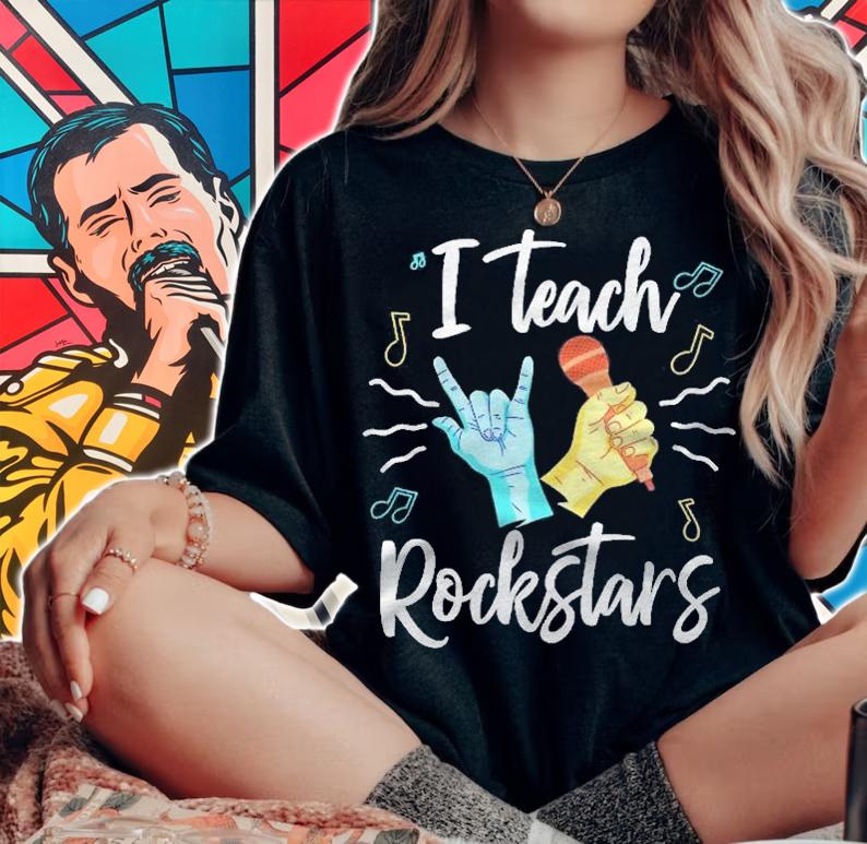 I Teach Rock Stars Rock Music Teacher Shirt