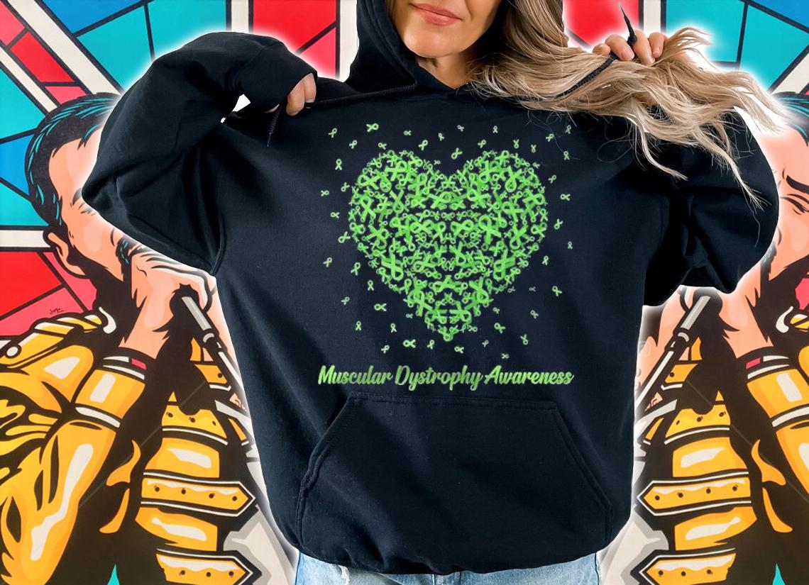 Lime Green Heart Ribbon Muscular Dystrophy Awareness Gifts T-shirt hoodie