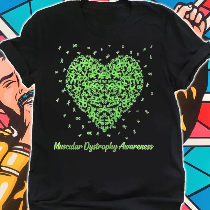 Lime Green Heart Ribbon Muscular Dystrophy Awareness Gifts T-shirt shirt