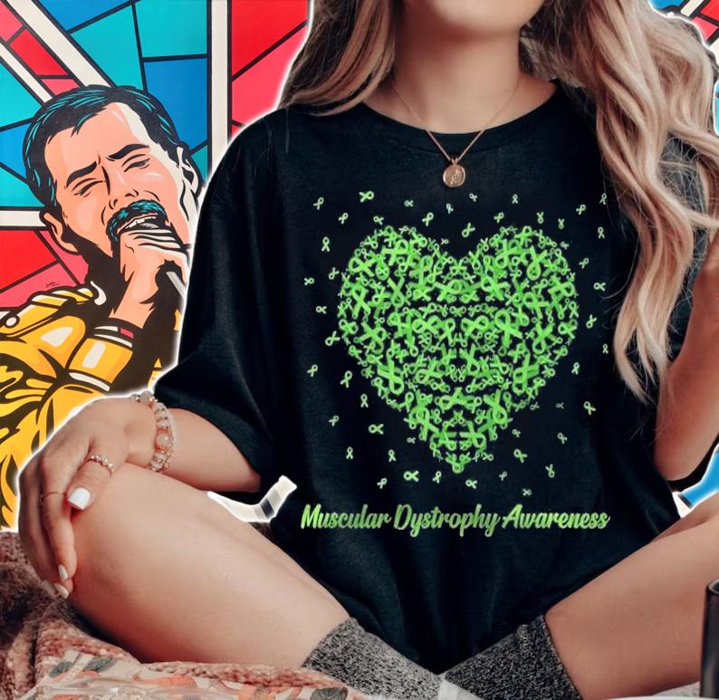 Lime Green Heart Ribbon Muscular Dystrophy Awareness Gifts T-shirt woman shirt
