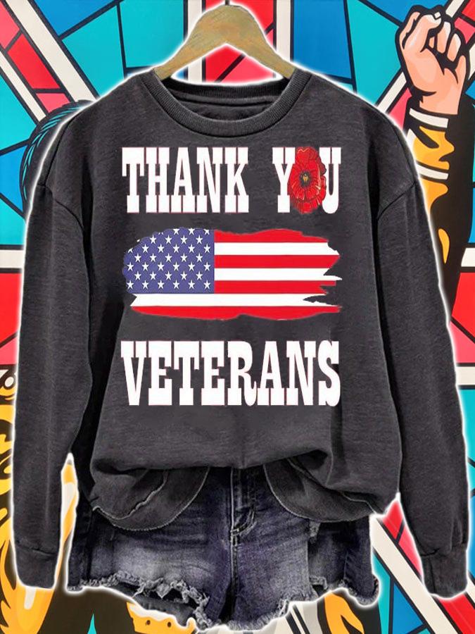 Thank You Veterans Shirt With American Flag Red Poppy T-Shirt