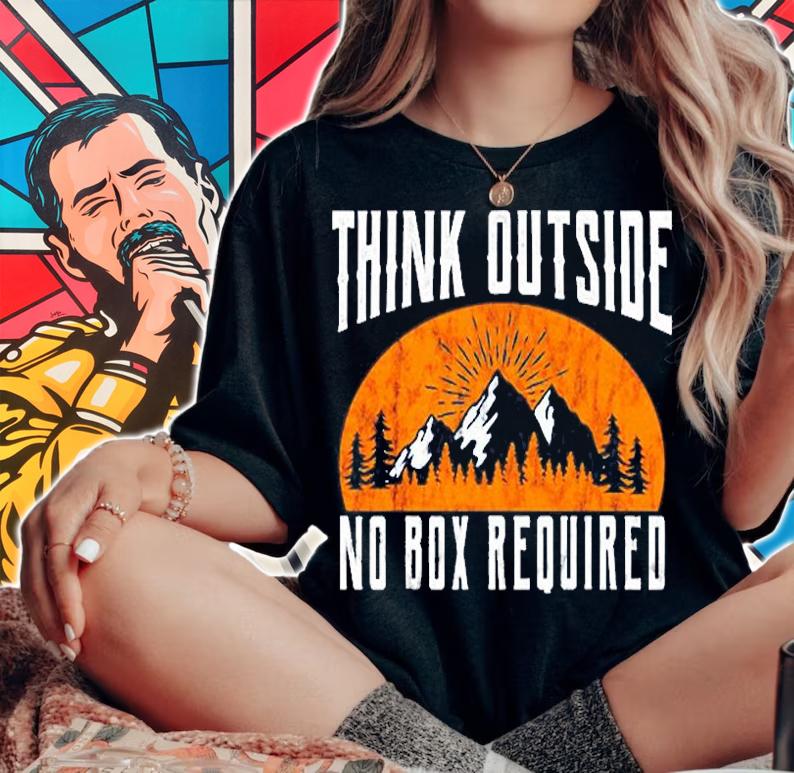 Think Outside No Box Required Camping Hiking T-Shirt woman shirt