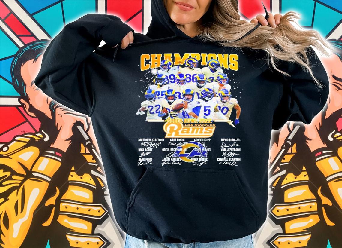 Champions Super Bowl 2022 Los Angeles Rams Signatures Shirt hoodie