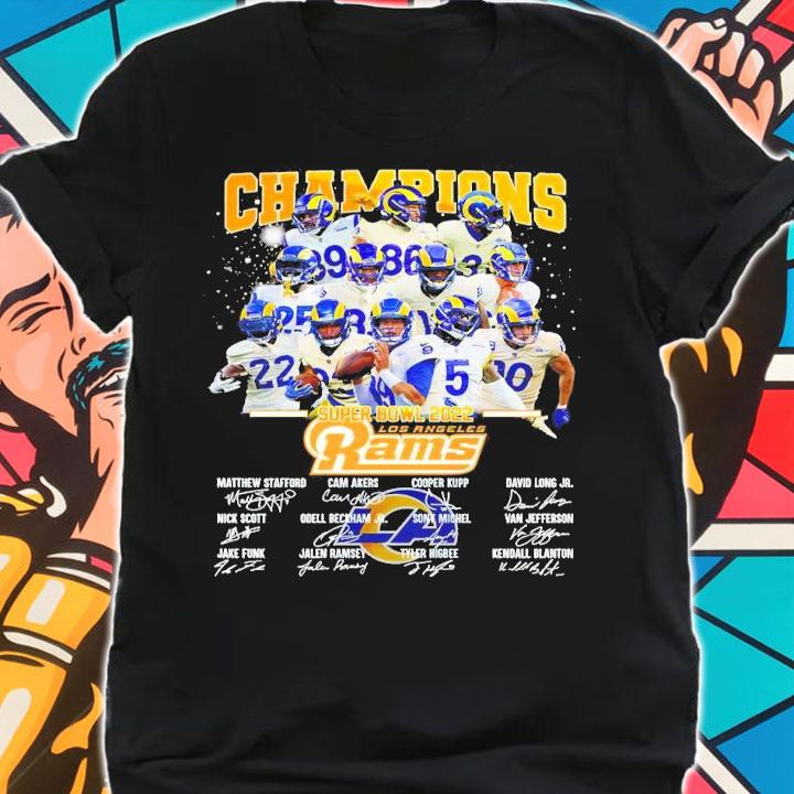 Champions Super Bowl 2022 Los Angeles Rams Signatures Shirt shirt