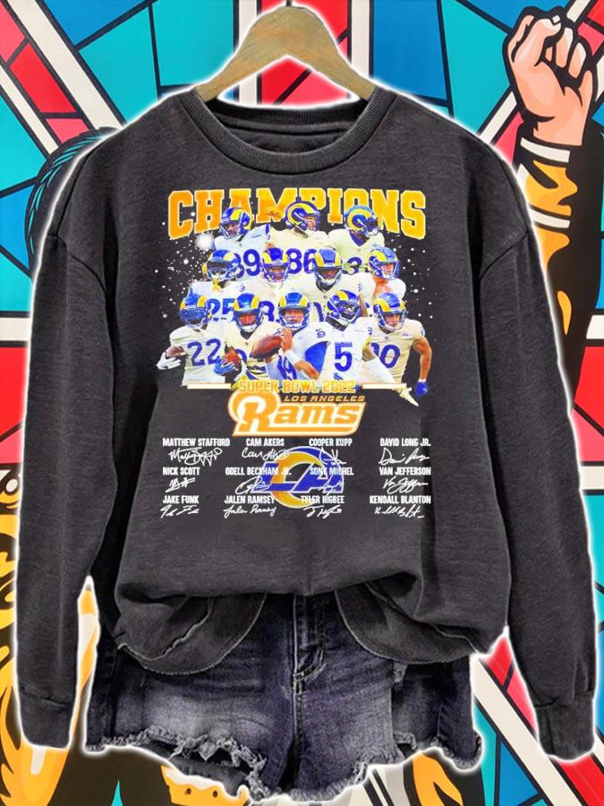 Champions Super Bowl 2022 Los Angeles Rams Signatures Shirt sweatshirt