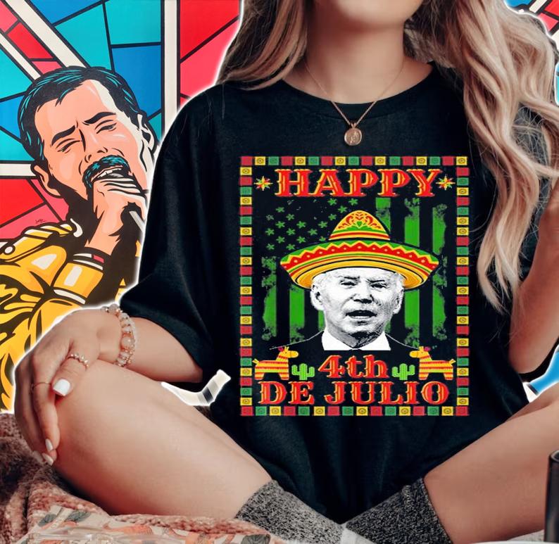Happy 4Th Of July Funny Confused Joe Biden T-Shirt woman shirt