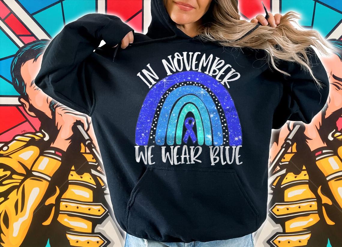 In November We Wear Blue Diabetes Awareness Rainbow Support Shirt hoodie