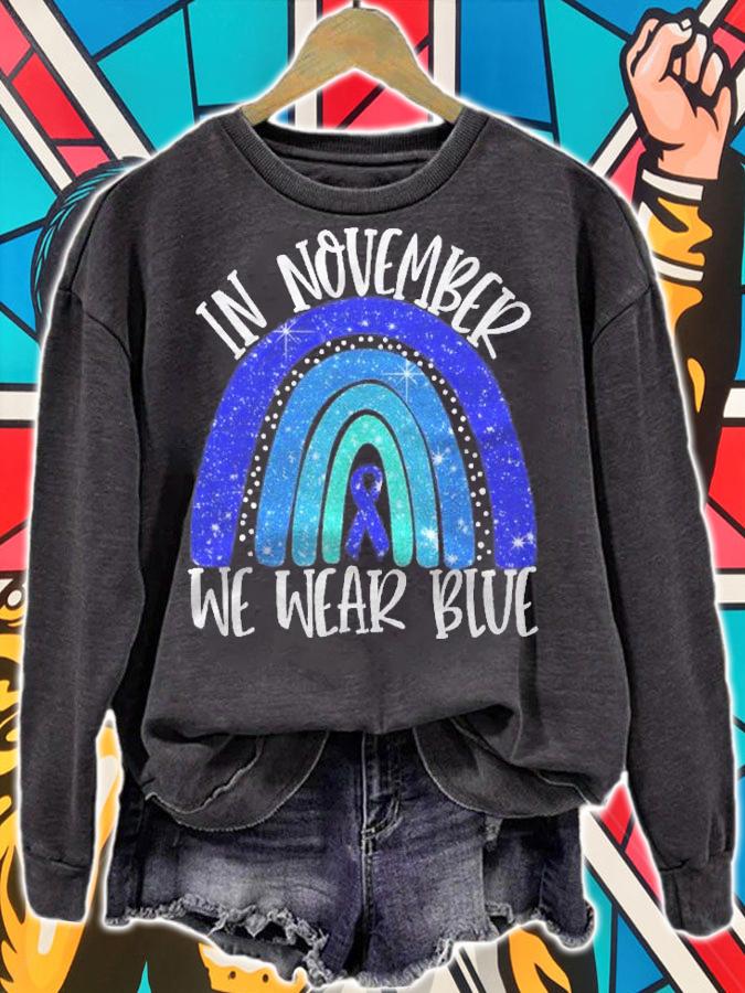 In November We Wear Blue Diabetes Awareness Rainbow Support Shirt sweatshirt