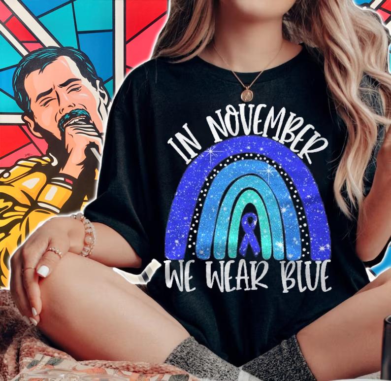 In November We Wear Blue Diabetes Awareness Rainbow Support Shirt woman shirt