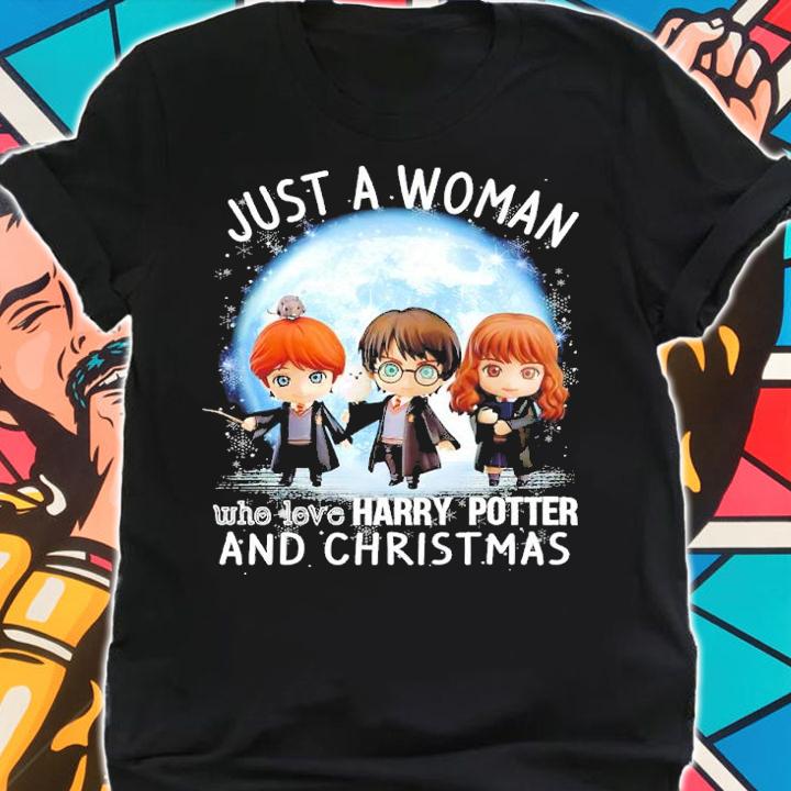 Just A Woman Who Love Harry Potter And Christmas Shirt shirt