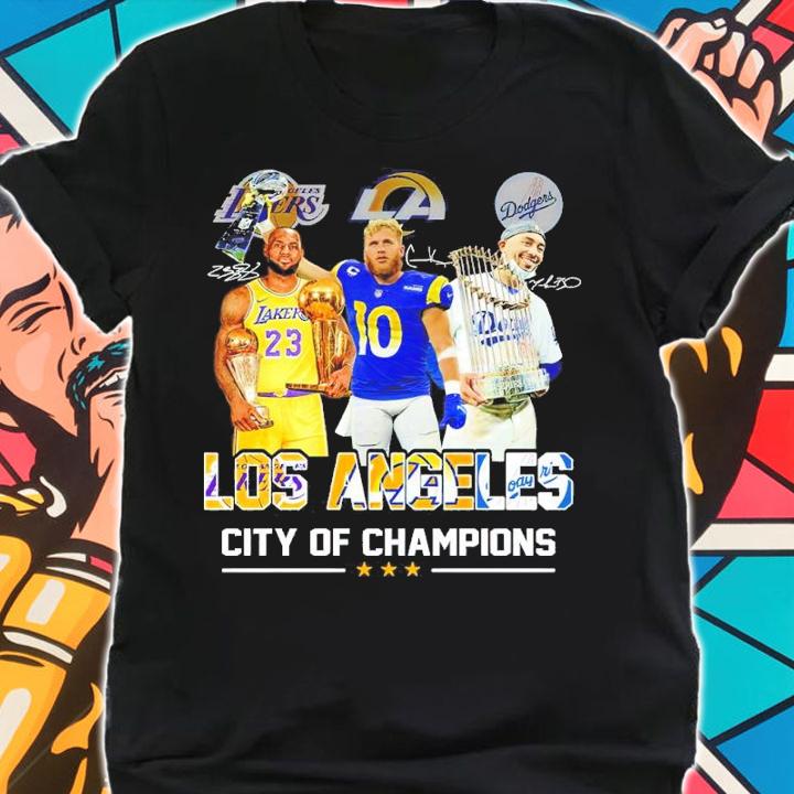 LOS ANGELES Los Angeles Lakers Kobe Bryant Vs Los Angeles Rams Cooper Kupp And Los Angeles Dodgers Mookie Betts Signatures Shirt shirt