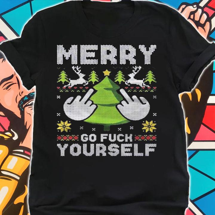 Merry Go F Yourself Middle Finger Ugly Christmas Sweater Shirt shirt