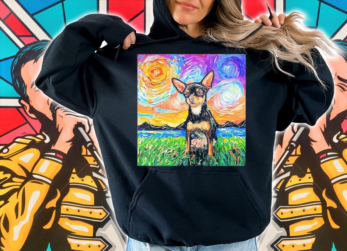 Short Hair Black and Tan Chihuahua Night T-Shirt hoodie