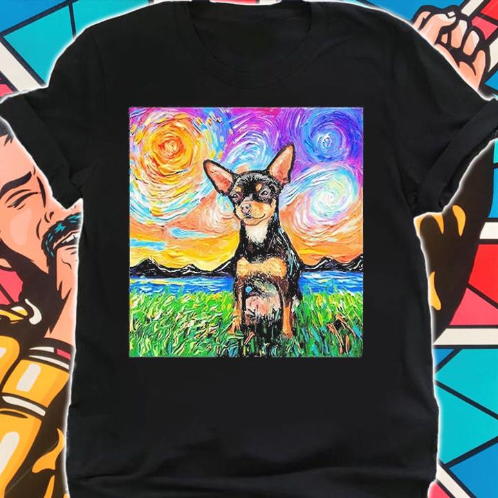 Short Hair Black and Tan Chihuahua Night T-Shirt shirt