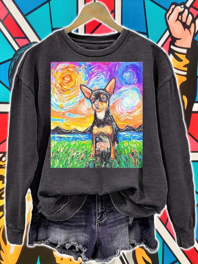 Short Hair Black and Tan Chihuahua Night T-Shirt sweatshirt