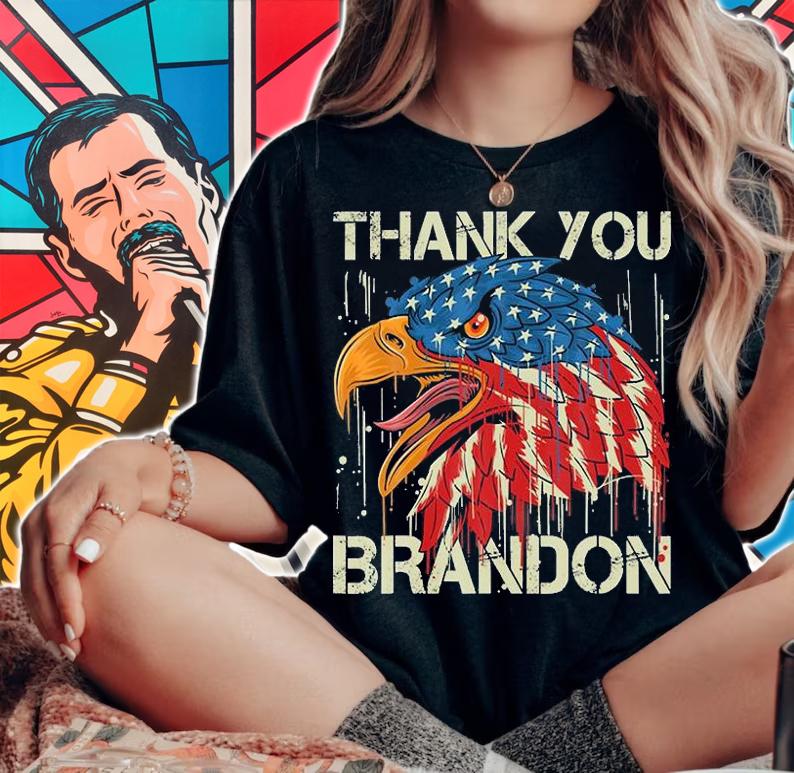 Vintage Eagle American Flag Republican Thank You Brandon T-Shirt woman shirt