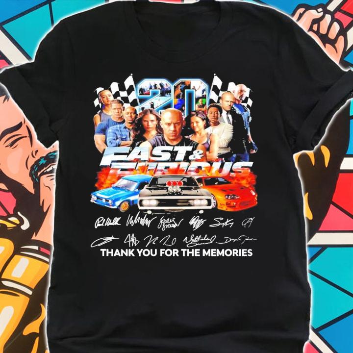 20 Fast and Furious signature thank you for the memories shirt
