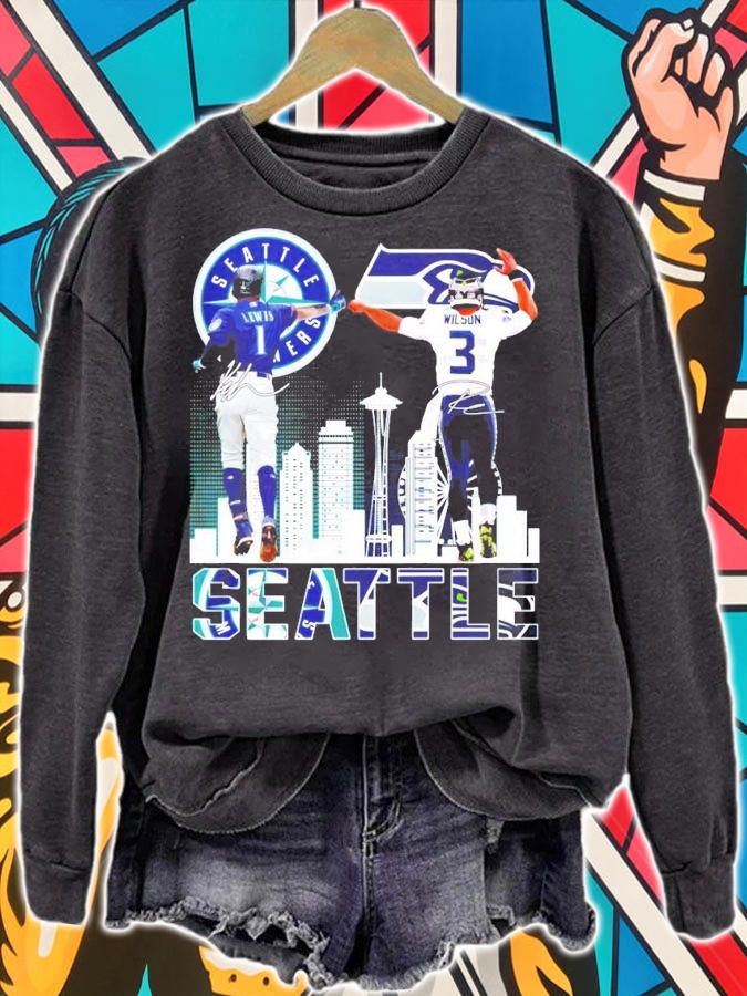 Mariners Kyle Lewis vs Russell Wilson signature shirt sweatshirt