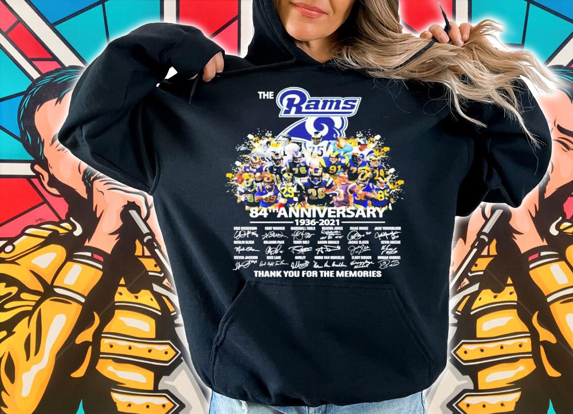 The Rams 84th anniversary 1936-2021 signatures shirt hoodie