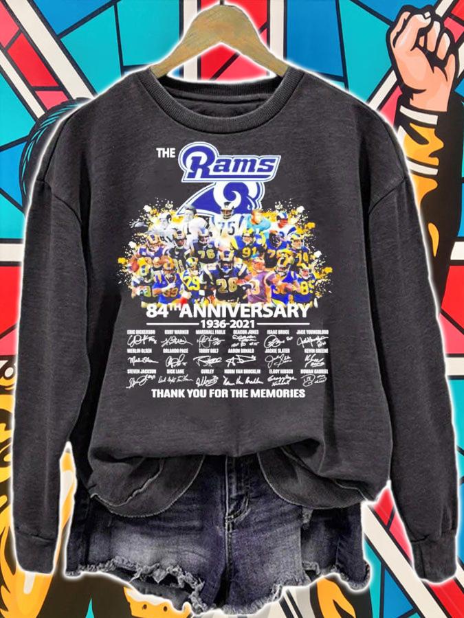 The Rams 84th anniversary 1936-2021 signatures shirt sweatshirt