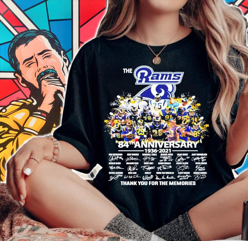 The Rams 84th anniversary 1936-2021 signatures shirt woman shirt