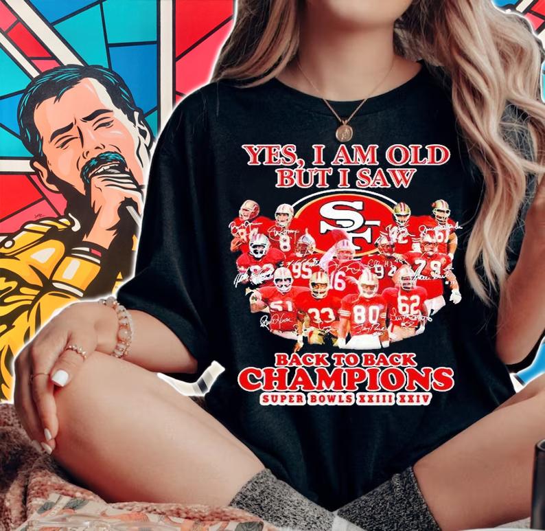 Yes I am old but I saw back to back Champions Super Bowls XXIII XXIV signature T-shirt