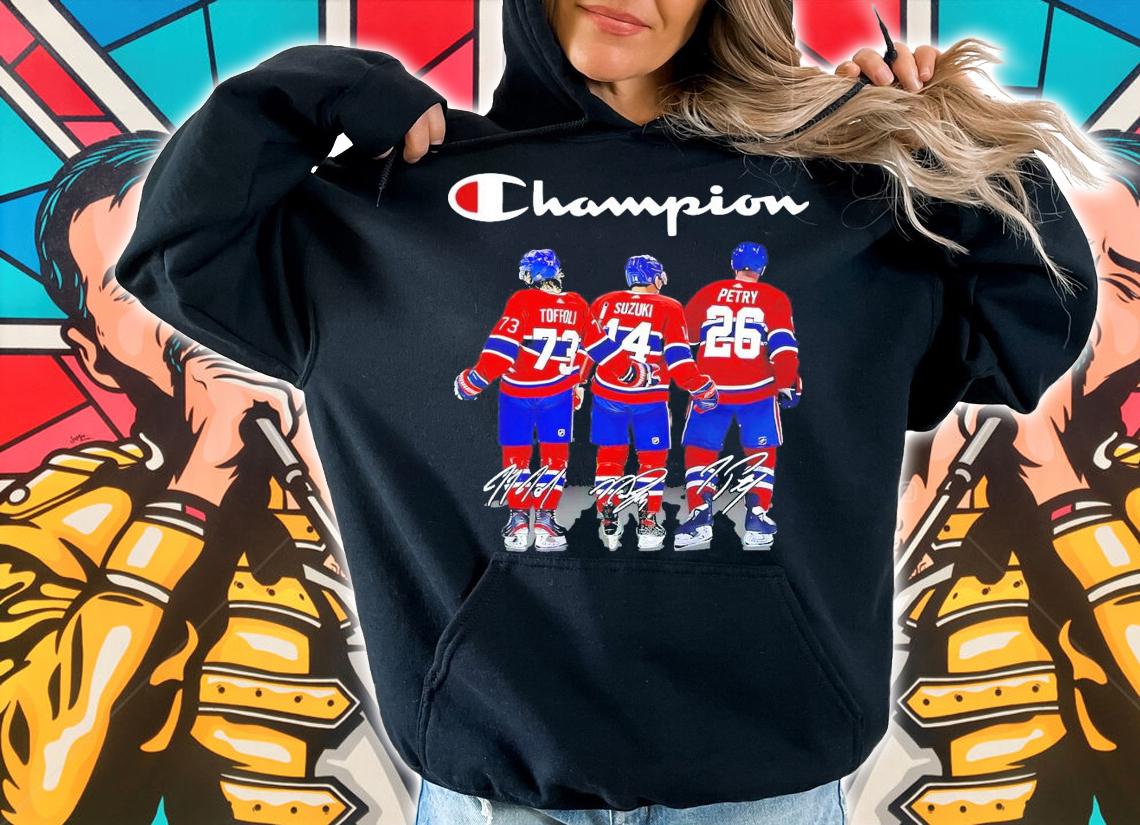 Champion Canadiens Toffoli Suzuki Petry signatures shirt hoodie