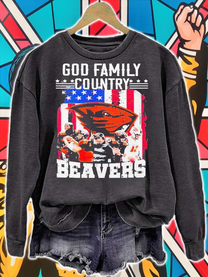 God family country Oregon State Beavers American flag T-shirt sweatshirt