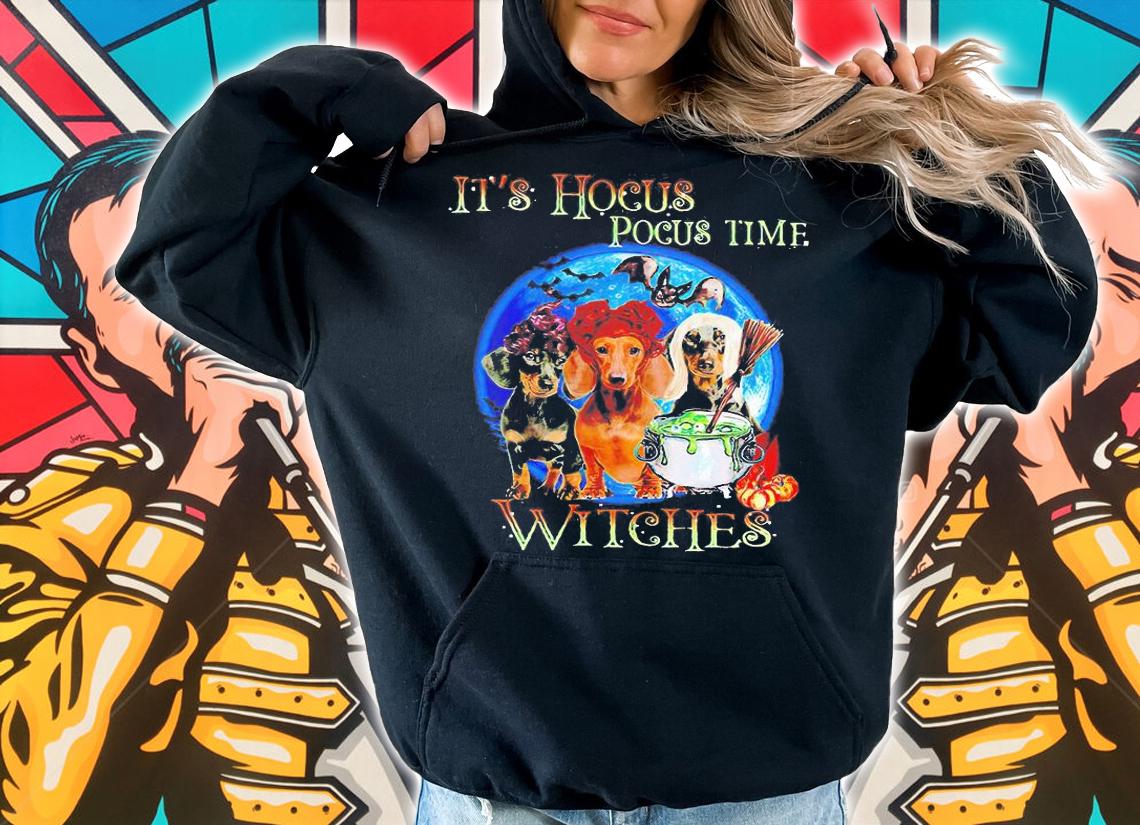 It's Hocus Pocus Time Witches Dachshund Halloween T-shirt, Funny Dogs Pumpkin Halloween Dachshund Gift hoodie