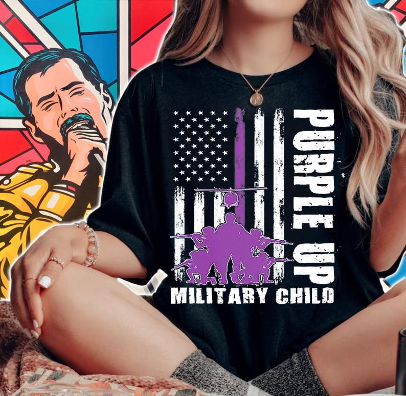 Military Child Month US Flag Purple Up Military T-Shirt