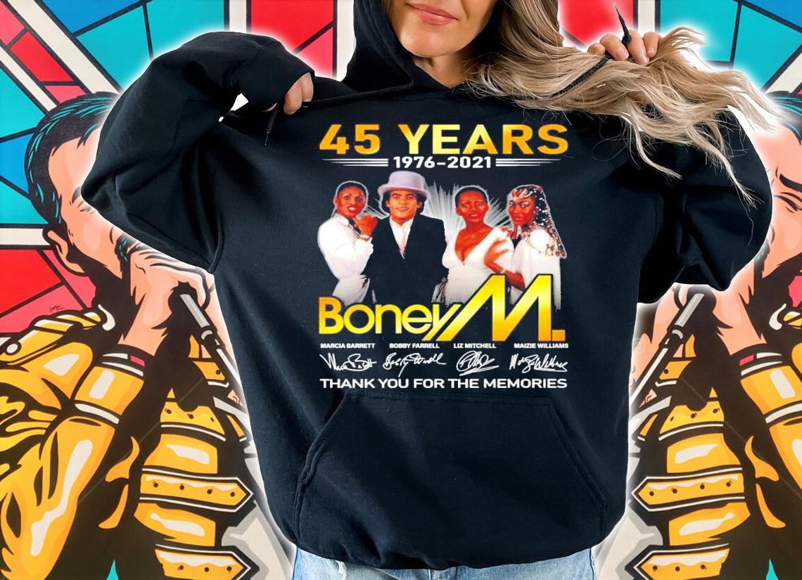 45 years 1976-2021 Boney M Signatures Thank You For The Memories Shirt