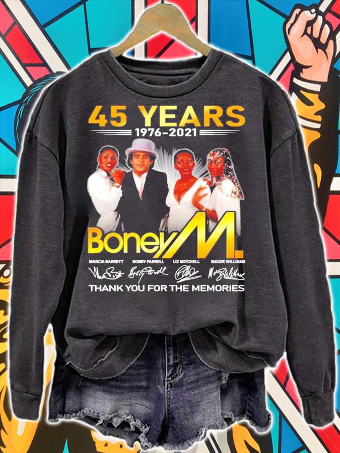 45 years 1976-2021 Boney M Signatures Thank You For The Memories Shirt