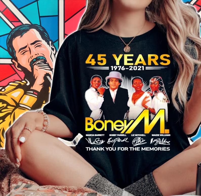 45 years 1976-2021 Boney M Signatures Thank You For The Memories Shirt