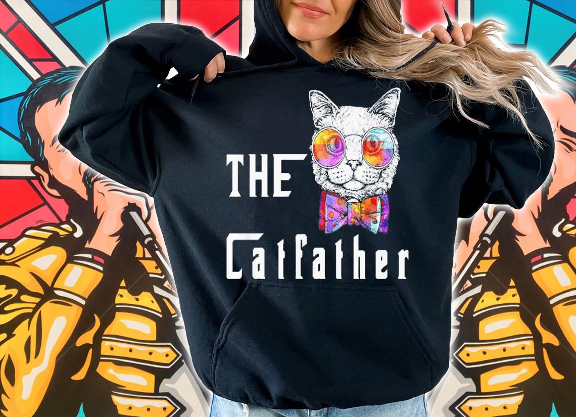 Nerd Cat With Glasses And Bow The Catfather t-shirt