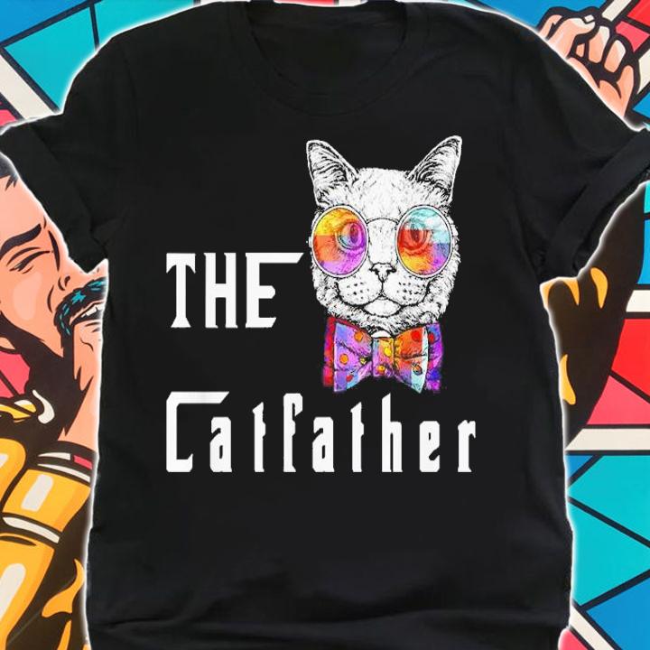 Nerd Cat With Glasses And Bow The Catfather t-shirt