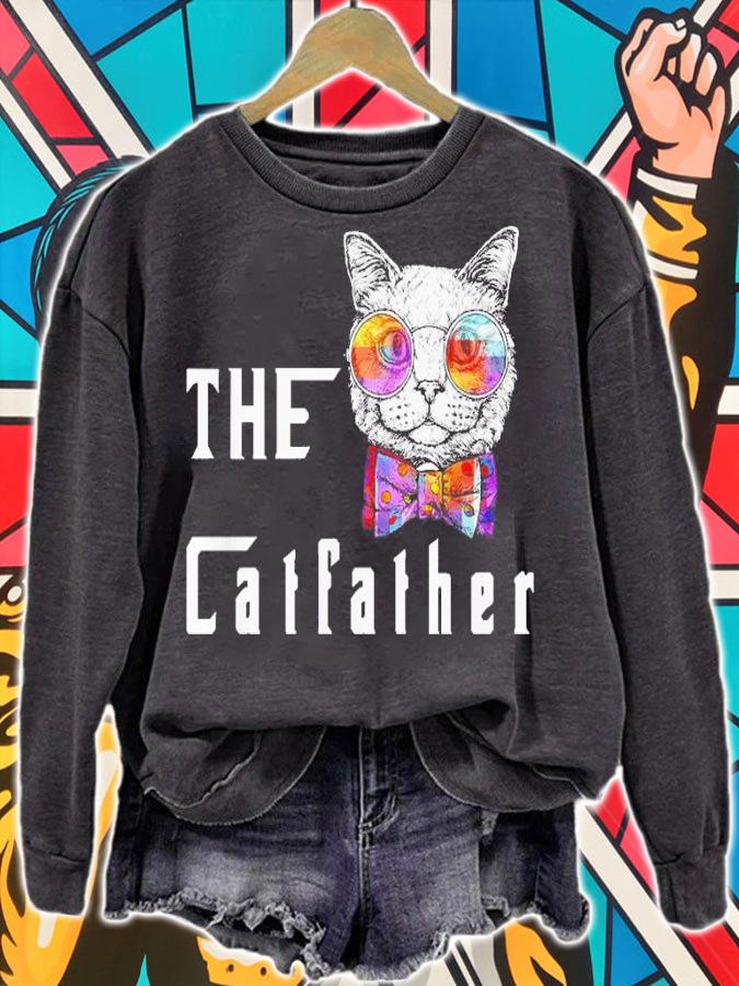 Nerd Cat With Glasses And Bow The Catfather t-shirt