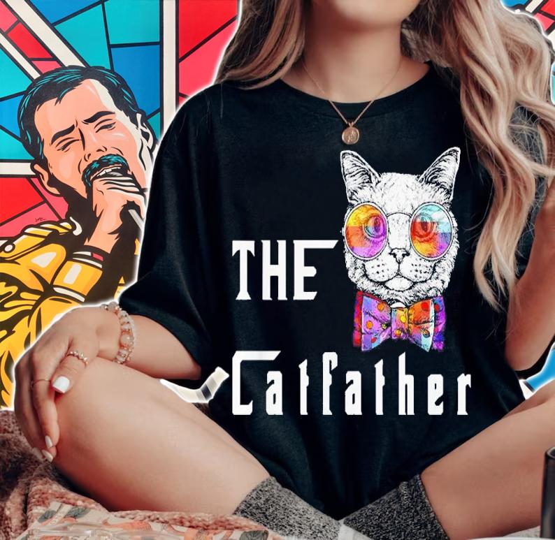 Nerd Cat With Glasses And Bow The Catfather t-shirt