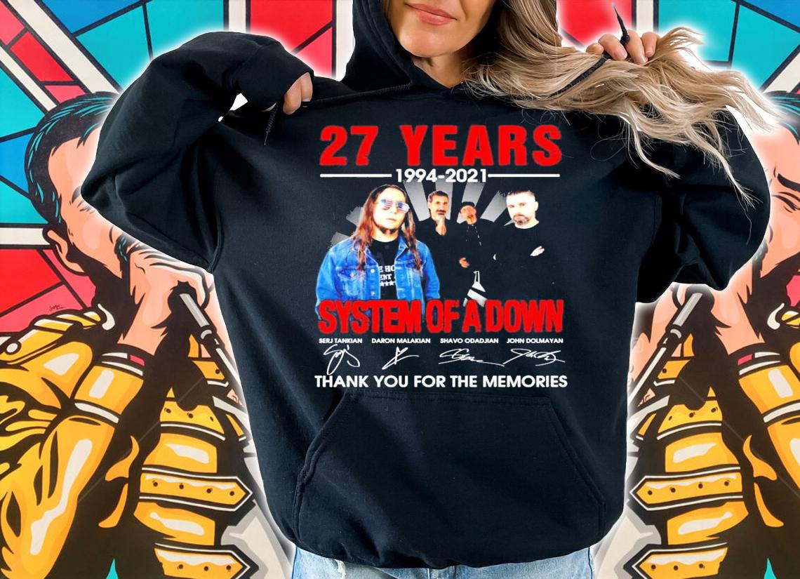 System of a down 27 years 1994-2021 signatures shirt