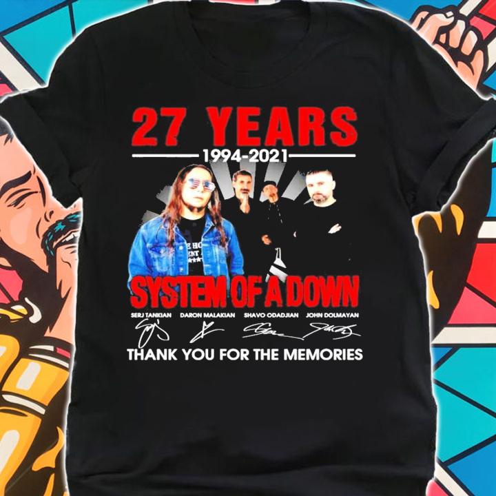 System of a down 27 years 1994-2021 signatures shirt