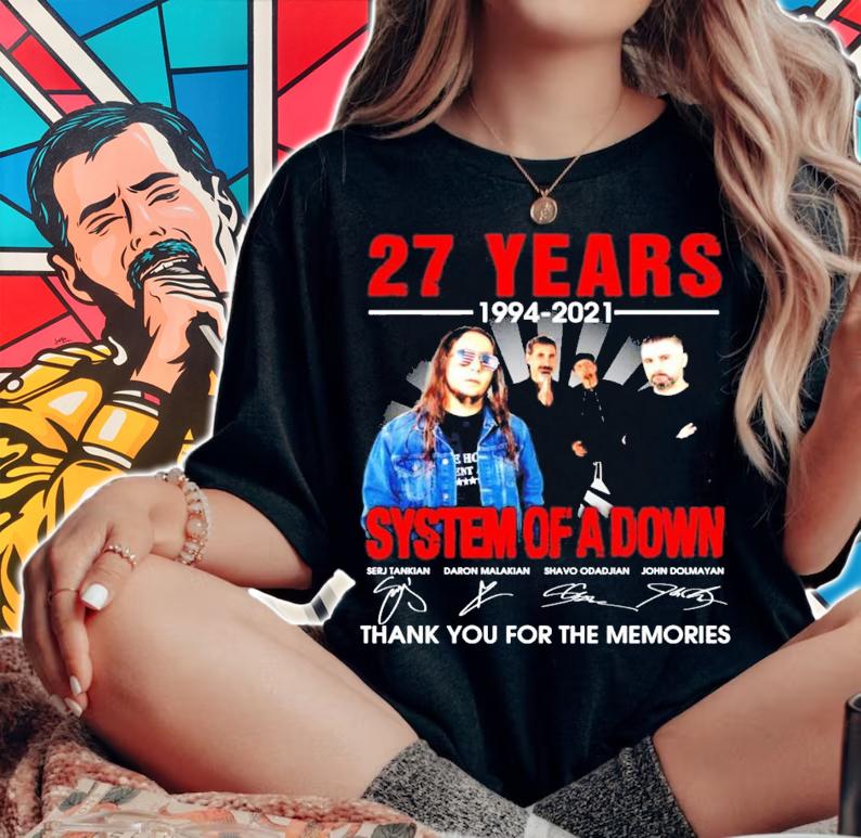 System of a down 27 years 1994-2021 signatures shirt