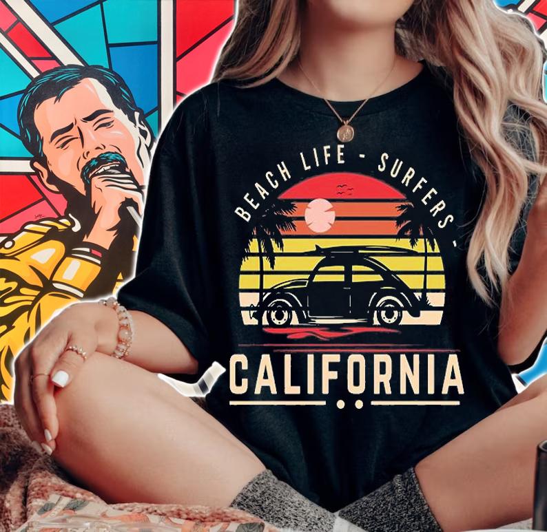 Beach Life Surfers California T-shirt