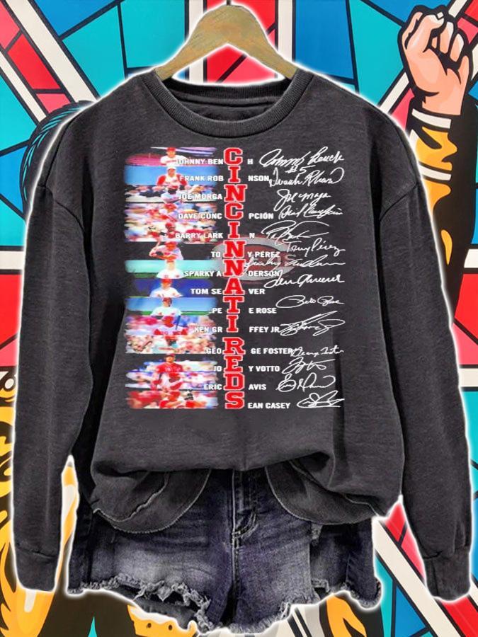 Cincinnati Red player all team signatures shirt sweatshirt