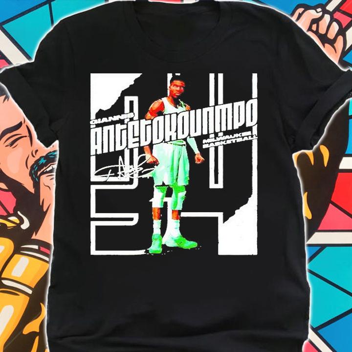 Giannis Antetokounmpo Milwaukee Basketball signature T-shirt shirt