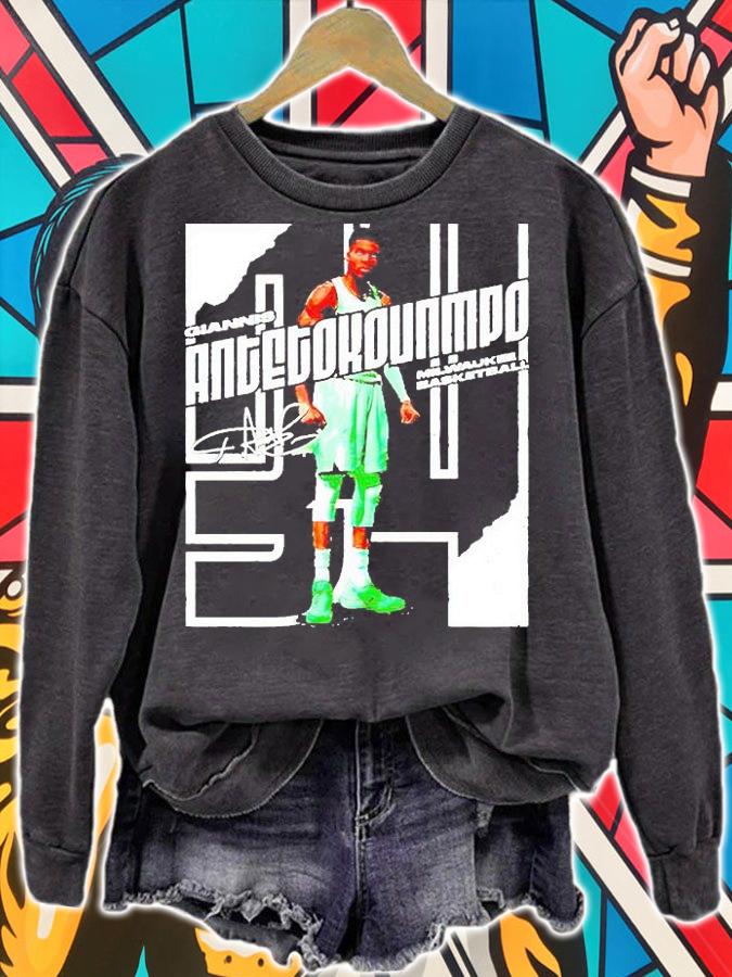 Giannis Antetokounmpo Milwaukee Basketball signature T-shirt sweatshirt