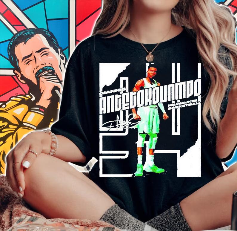 Giannis Antetokounmpo Milwaukee Basketball signature T-shirt woman shirt